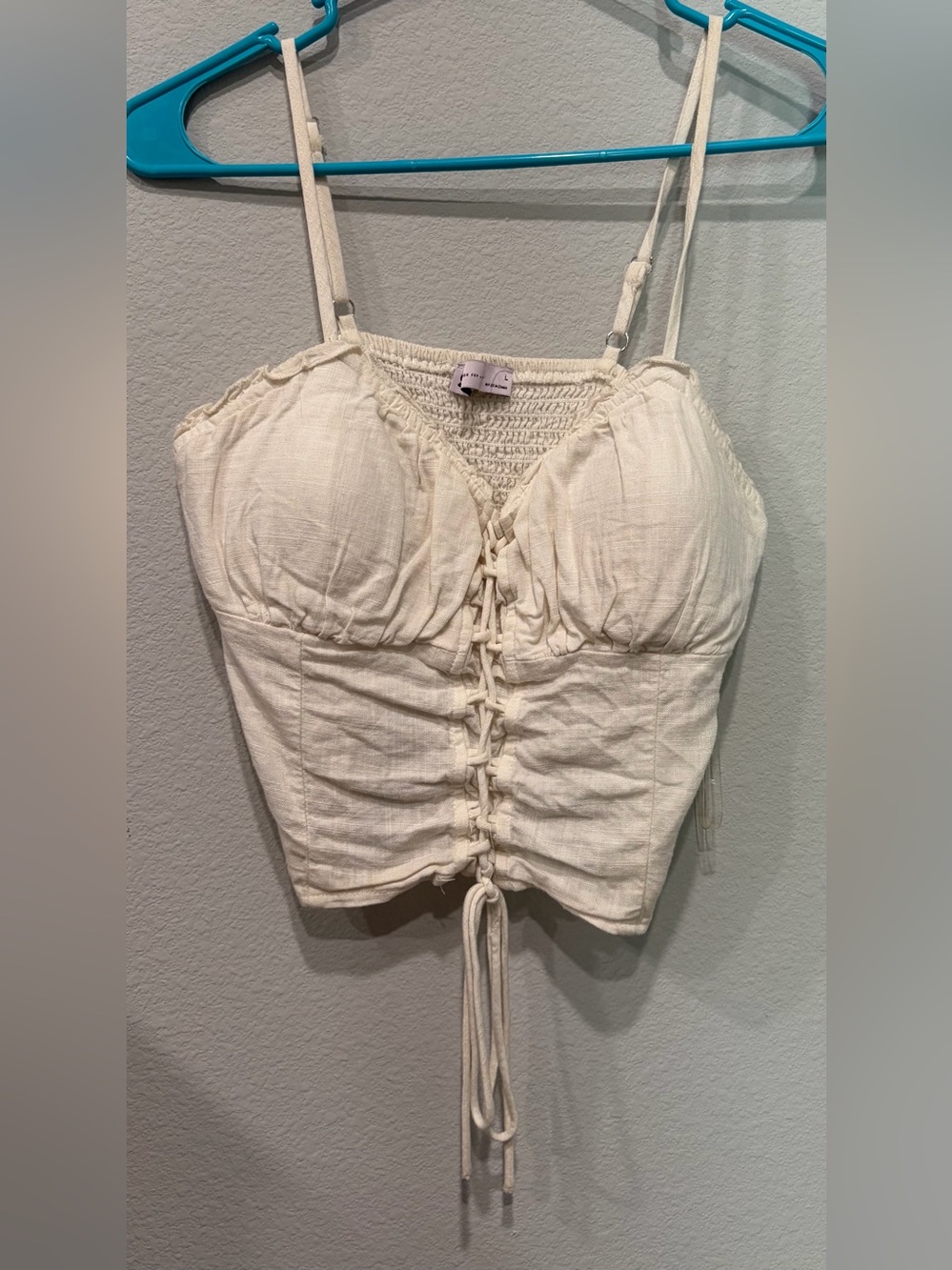 Ivory Lace-Up Corset Cami Top Cropped